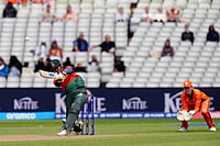 Bangladesh Vs Netherlands Highlights, Women's T20 World Cup: Sharmin Akhter Stars As BAN-W Beat NED-W By Six Wickets Jacob King/PA via AP : Bangladesh's Juairiya Ferdous hits a boundary during the ICC Women's T20 World Cup, Group 1 match between Bangladesh and Netherlands at Edgbaston