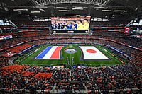 Netherlands Vs Japan, FIFA World Cup: See Best Photos Of Group F Match From Texas' Dallas Stadium AP Photo/Jessica Tobias : Flags are displayed on the pitch for the national anthem before the World Cup Group F soccer match between the Netherlands and Japan in Arlington, Texas, near Dallas, Sunday, June 14, 2026.