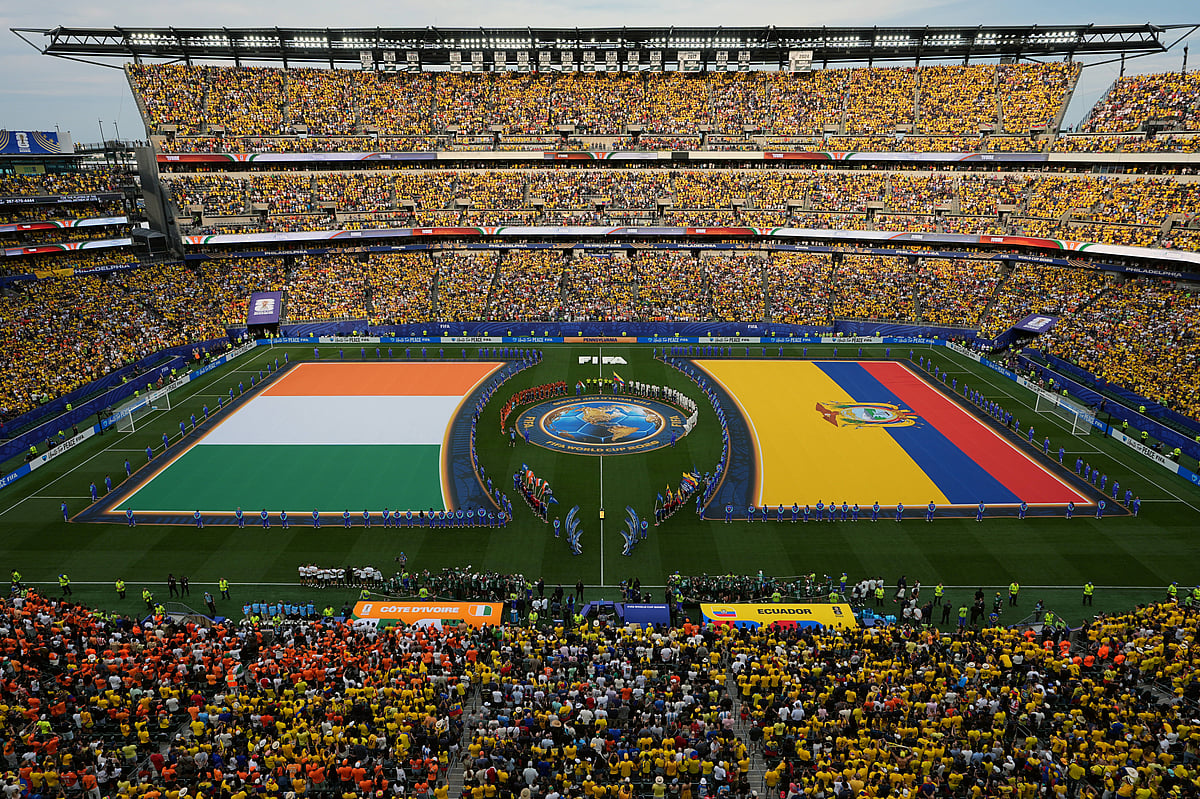 General view during the pregame ceremony before the World Cup Group E soccer match between Ivory Coast and Ecuador in Philadelphia, Sunday, June 14, 2026. - AP Photo/Matt Rourke
