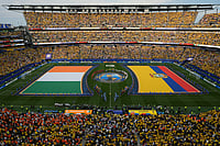 AP Photo/Matt Rourke : General view during the pregame ceremony before the World Cup Group E soccer match between Ivory Coast and Ecuador in Philadelphia, Sunday, June 14, 2026.