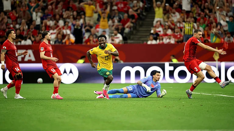 Nestroy Irakunda scored a 27th minute goal to take Australia 1-0 up against Turkey in FIFA World Cup Group D match. - X/CommBank Socceroos