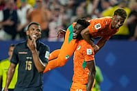 Ivory Coast Vs Ecuador, FIFA World Cup: See Best Photos Of Group E Match From Philadelphia Stadium AP Photo/Matt Slocum : Ivory Coast's Ibrahim Sangare carries teammate Amad Diallo after defeating Ecuador in a World Cup Group E soccer match in Philadelphia, Sunday, June 14, 2026.