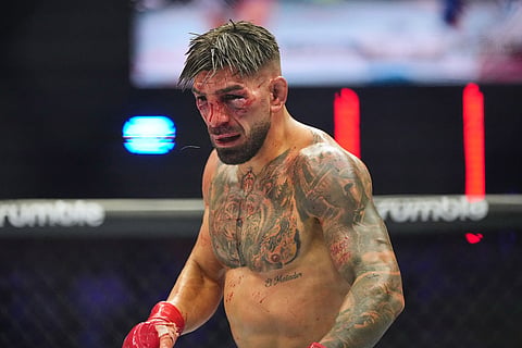 Ilia Toupruia is seen as he fights Justin Gaethje during UFC Freedom 250 on the South Lawn of the White House in Washington.