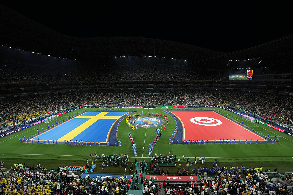 Sweden vs Tunisia FIFA World Cup 2026 Group F flags AP Photo
