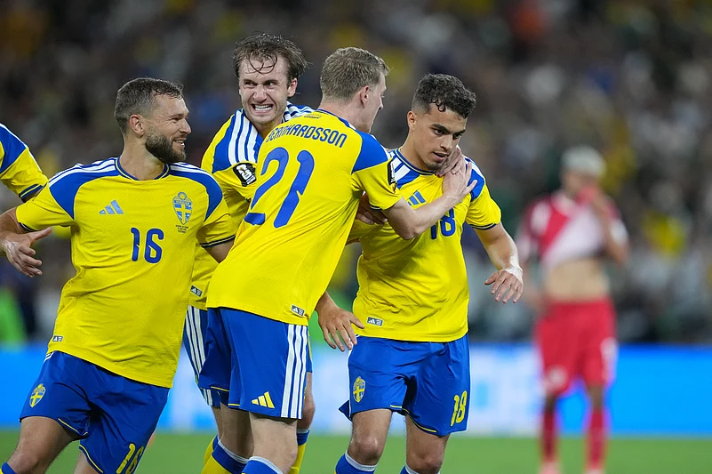 Sweden vs Tunisia FIFA World Cup 2026 Group F Yasin Ayari congratulated AP Photo