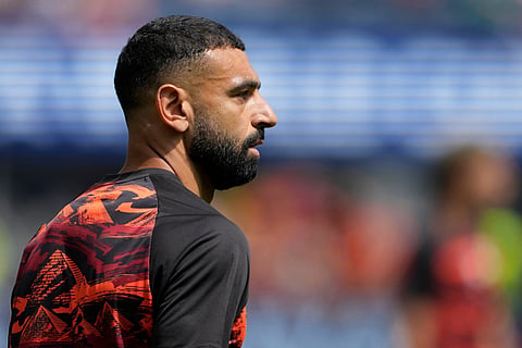 Egypt's Mohamed Salah warms-up prior to the World Cup Group G soccer match against Belgium in Seattle, Monday, June15, 2026.