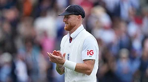 AP Photo : England's Ben Stokes reacts as he leaves the field after their win in the Test match against New Zealand at Lord's cricket ground in London.
