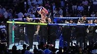 UFC Freedom 250 Highlights: Justin Gaethje Ends Ilia Topuria's Reign to Become Lightweight Champion (AP Photo/Jacquelyn Martin, Pool) : Justin Gaethje celebrates after defeating Ilia Topuria in a lightweight title bout during UFC Freedom 250 on the South Lawn of the White House, Monday, June 15, 2026, in Washington