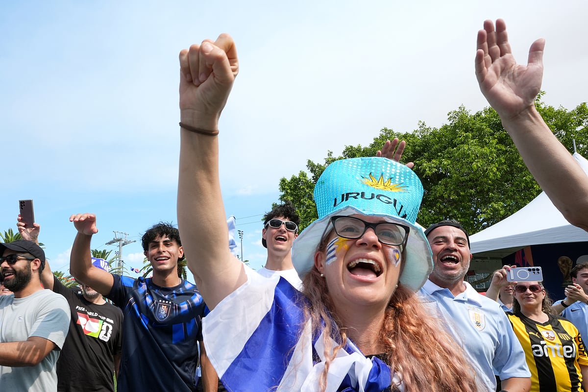 Fans cheer before the World Cup Group H soccer match between Saudi Arabia and Uruguay in Miami Gardens, Fla., Monday, June 15, 2026. - AP Photo/Marta Lavandier