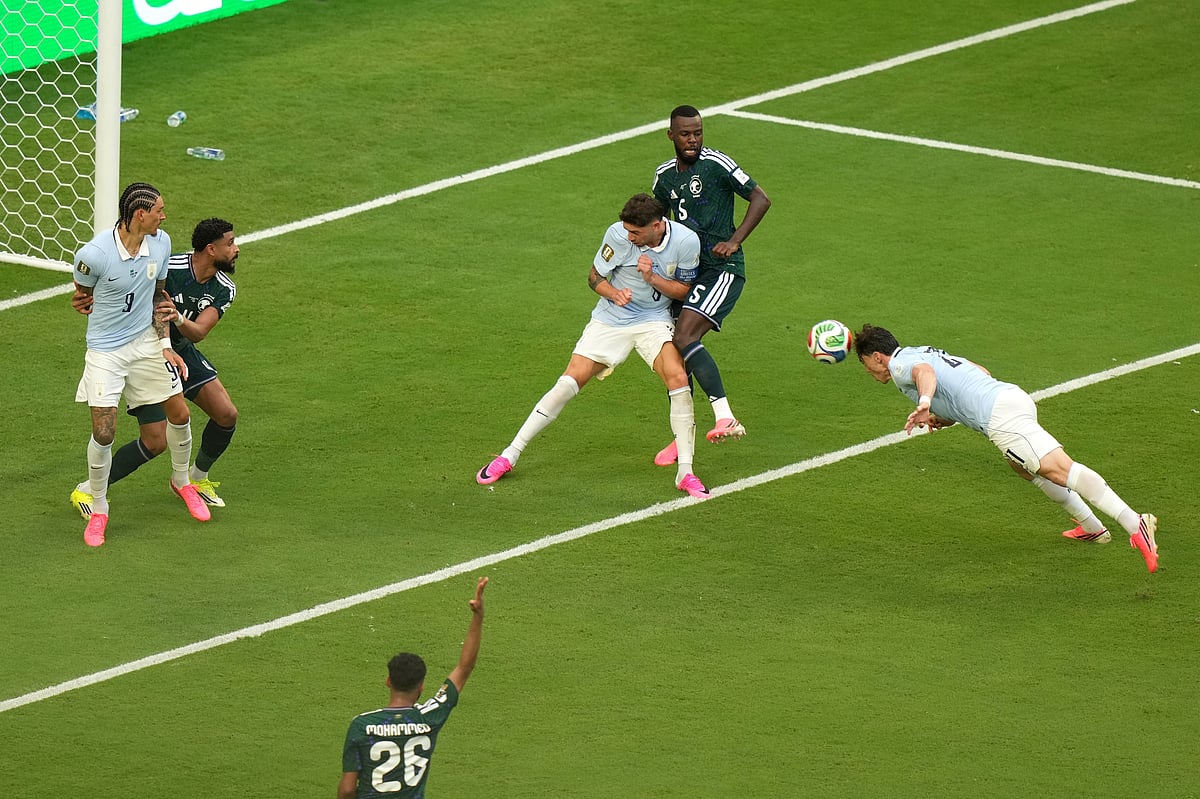Saudi Arabia vs Uruguay FIFA World Cup 2026 Group H Federico Vinas Diving header AP Photo