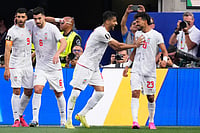 Iran Vs New Zealand, FIFA World Cup: See Best Photos Of Group G Clash From Los Angeles Stadium AP Photo/Mark J. Terrill : Iran's Mohammad Mohebbi (8) celebrates a goal by Ramin Rezaeian (23) during the World Cup Group G soccer match between Iran and New Zealand in Inglewood, Calif., near Los Angeles, Monday, June 15, 2026.