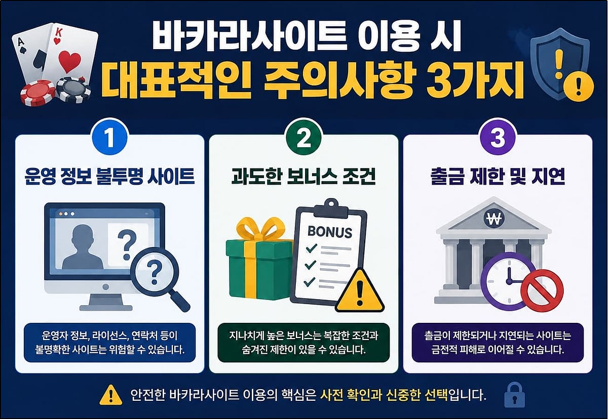 Infographic listing 3 precautions for baccarat sites