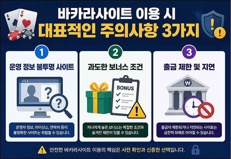 Infographic listing 3 precautions for baccarat sites
