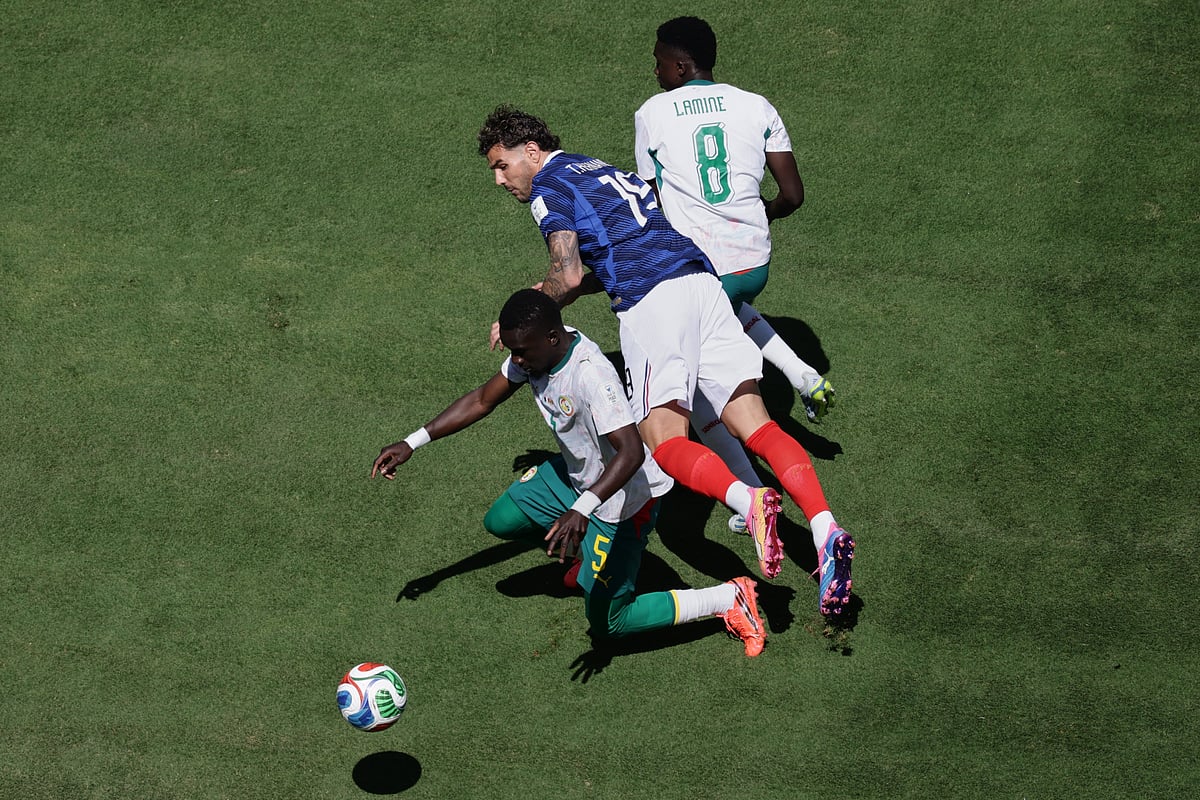 France Vs Senegal FIFA World Cup 2026 Group I Hernandez and Gueye and Camara AP Photo