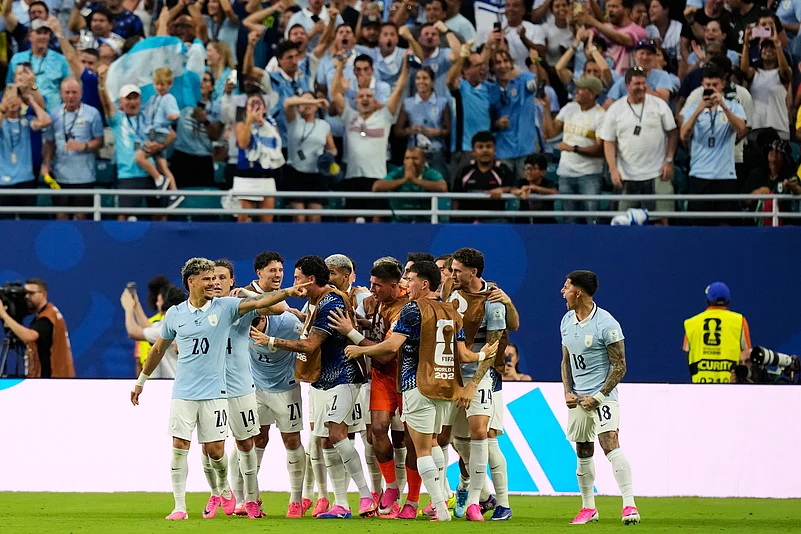 Saudi Arabia vs Uruguay FIFA World Cup 2026 Group H Team Celeb Araujo Goal AP Photo