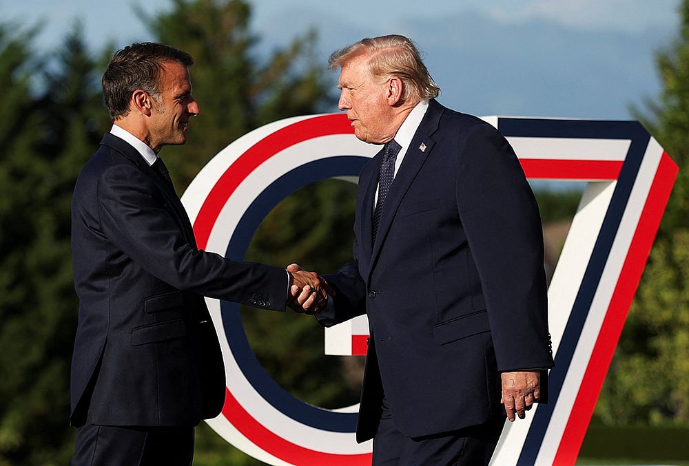 France G7 Summit - Emmanuel Macron with Donald Trump