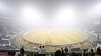 | Photo: PTI/Ravi Choudhary : A view of Ekana Cricket Stadium shrouded in dense fog.