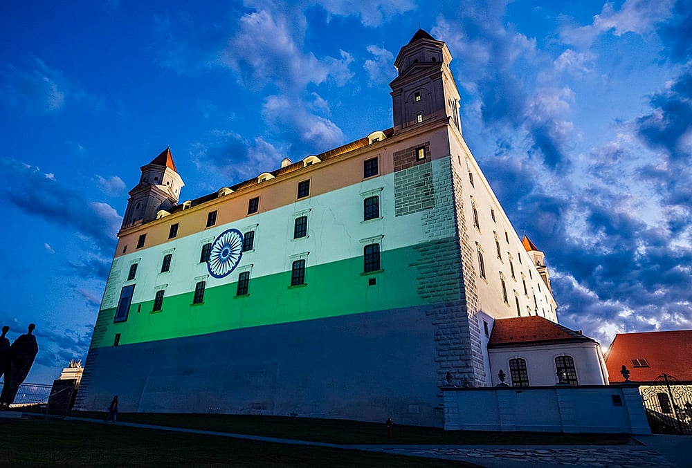 Bratislava Castle lights up in Indian tricolour during PM Modis visit