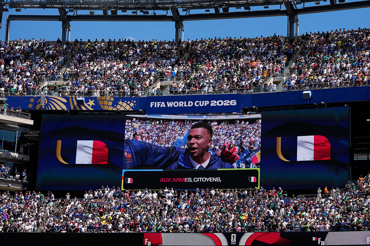 France Vs Senegal FIFA World Cup 2026 Group I Mbappe on Screen AP Photo