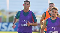 Portugal Vs DR Congo LIVE Streaming, FIFA World Cup 2026: Where To Watch, Prediction, H2H - All You Need To Know Photo: AP/Marta Lavandier : Portugal's Cristiano Ronaldo warms up during the men's national soccer team training session ahead of their FIFA World Cup soccer tournament in Palm Beach Gardens, Fla.