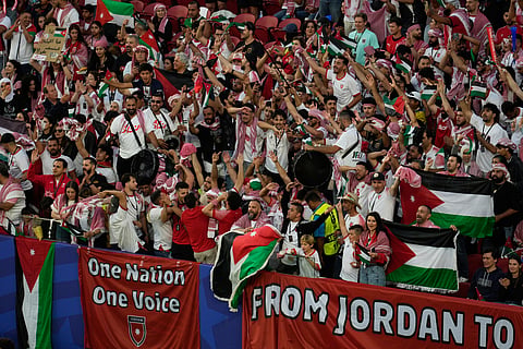 Jordan fans cheer prior to the World Cup Group J soccer match against Austria in Santa Clara, Calif., near San Francisco, Tuesday, June 16, 2026.
