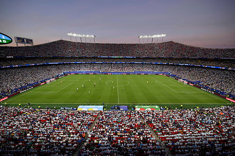General view during the World Cup Group J soccer match between Argentina and Algeria in Kansas City, Mo., Tuesday, June 16, 2026.