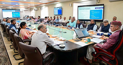 Jammu and Kashmir Chief Minister Omar Abdullah chairs the 84th meeting of the Board of Directors of the Srinagar Development Authority (SDA) at the Civil Secretariat, Srinagar. 