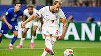 AP Photo : England's Harry Kane (9) scores his team's opening goal on a penalty kick during the World Cup Group L soccer match between England and Croatia in Arlington, Texas, near Dallas.