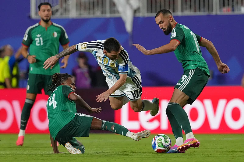 Argentina Vs Algeria FIFA World Cup 2026 Group J Messi tackeled AP Photo