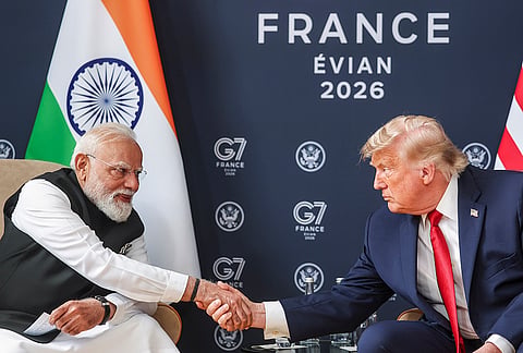 Prime Minister Narendra Modi during a meeting with U.S. President Donald Trump on the sidelines of the G7 Summit, in Evian-les-Bains, France. 