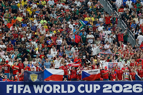Spectators watch the World Cup Group A soccer match between Czechia and South Africa in Atlanta, Thursday, June 18, 2026.