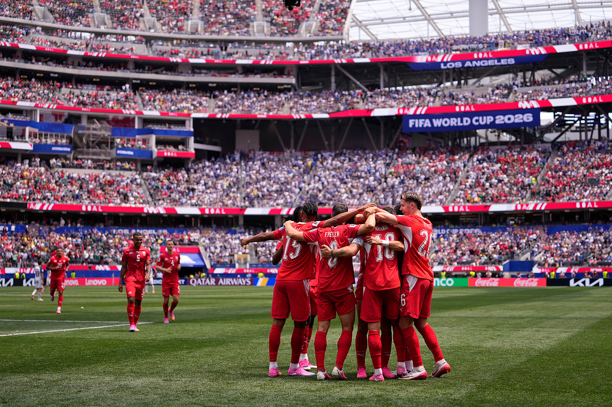 Switzerland Vs Bosnia FIFA World Cup 2026 Group B Swiss 4th Goal Celeb AP Photo