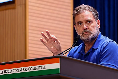 Lok Sabha LoP Rahul Gandhi during the AICC Minority Department District Heads’ Meeting at Indira Bhawan, New Delhi. 