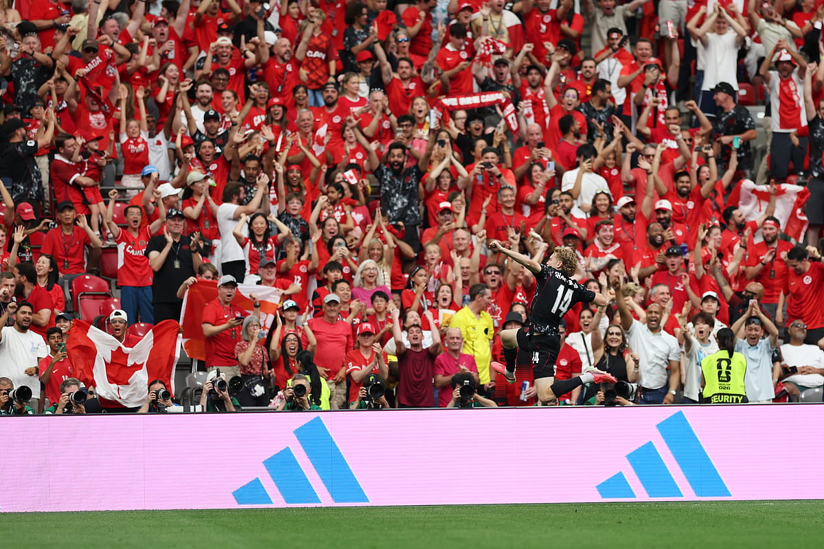 Canada vs Qatar FIFA World Cup 2026 Group B Jacob Shaffelburg celeb AP Photo