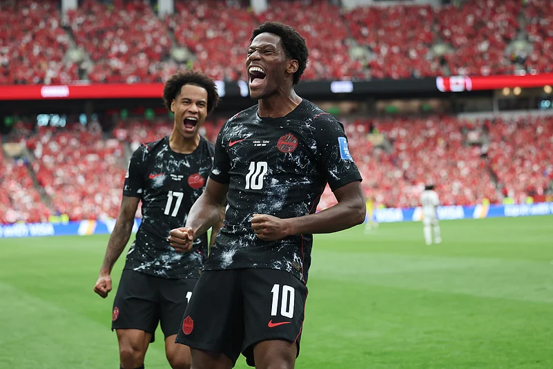 Canada vs Qatar FIFA World Cup 2026 Group B Jonathan David 2nd Goal Celeb AP Photo