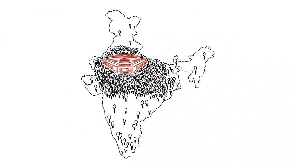 Thought Experiment: How Shashi Tharoor Responded to Chandrababu Naidu’s Support For Centre’s Delimitation Plan - Illustration: Chaitanya Rukumpur
