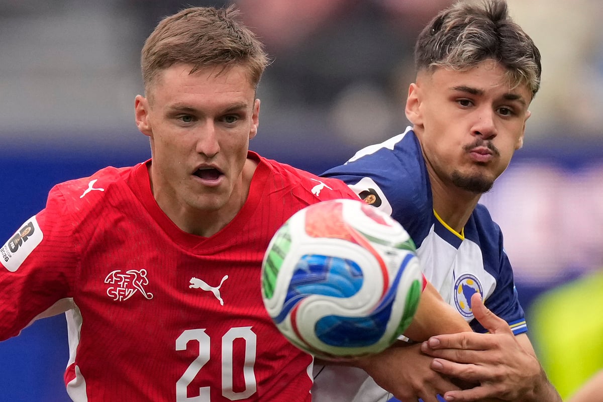 Switzerland Vs Bosnia FIFA World Cup 2026 Group B Aebischer and Alajbegovic AP Photo