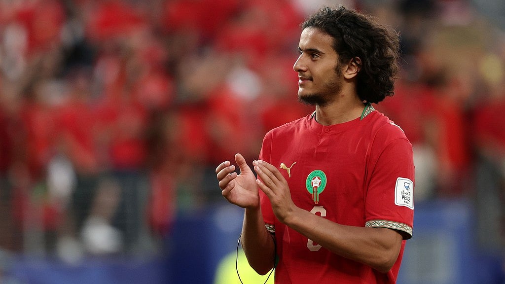 Morocco's Ayyoub Bouaddi (6) claps as he leaves the pich following a tie in the World Cup Group C soccer match between Brazil and Morocco in East Rutherford. - AP Photo