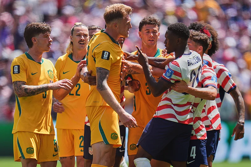 USA vs Australia FIFA World Cup 2026 Group D Harry Souttar Folarin Balogun Fight AP Photo