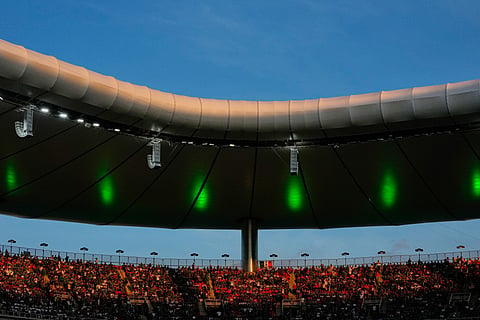 Fans watch the World Cup Group A soccer match between Mexico and South Korea in Zapopan, near Guadalajara, Mexico, Thursday, June 18, 2026.