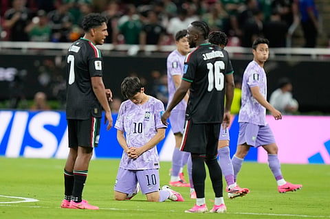South Korea's Lee Jae-sung (10) kneels in prayer before the second half of the World Cup Group A soccer match between Mexico and South Korea in Zapopan, near Guadalajara, Mexico, Thursday, June 18, 2026.