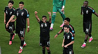 (AP Photo/Silvia Izquierdo) : Mexico's Orbelin Pineda (17) and teammates celebrate after the World Cup Group A soccer match between Mexico and South Korea in Zapopan, near Guadalajara, Mexico, Thursday, June 18, 2026