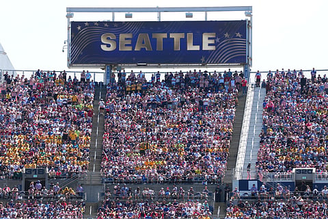Fans during the World Cup Group D soccer match between the United States and Australia in Seattle, Friday, June 19, 2026.