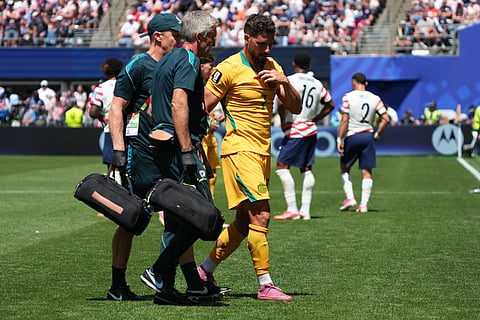 Australia's Mathew Leckie (7) walks off the pitch during the World Cup Group D soccer match between the United States and Australia in Seattle, Friday, June 19, 2026.