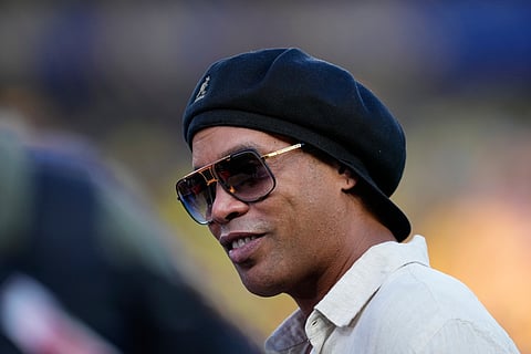 Former Brazilian soccer player Ronaldinho watches before the World Cup Group C soccer match between Brazil and Haiti in Philadelphia, Friday, June 19, 2026.