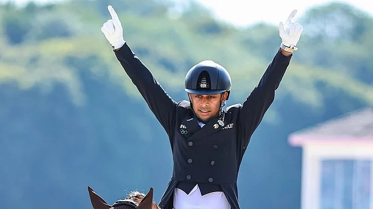 Anush Agarwalla in action during Equestrian event. - anushagarwalla/Instagram