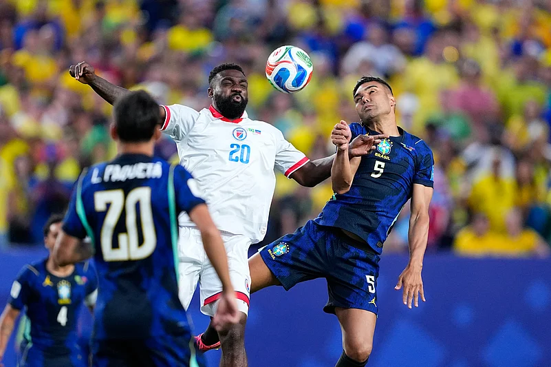 Brazil vs Haiti FIFA World Cup 2026 Casemiro and Frantzdy Pierrot AP Photo