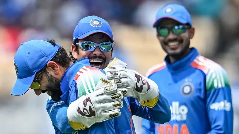 Rohit Sharma Took Three Catches At Slip For The First Three Wickets To Fall - AP