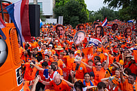 Netherlands Vs Sweden, FIFA World Cup 2026: See Best Photos From Group F Clash At Houston Stadium AP/Jon Shapley : Netherlands fans take part in an "Orange Walk" to Houston Stadium before a FIFA World Cup Group F soccer match between Netherlands and Sweden in Houston.