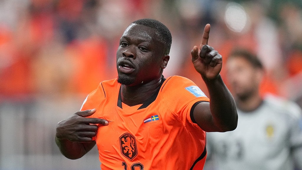 Netherlands' Brian Brobbey celebrates scoring his side's second goal against Sweden during a World Cup Group F soccer match in Houston. - Eric Gay/AP Photo